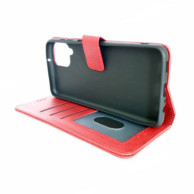 Samsung A12 phone case wallet cover flip anti drop anti slip shockproof red