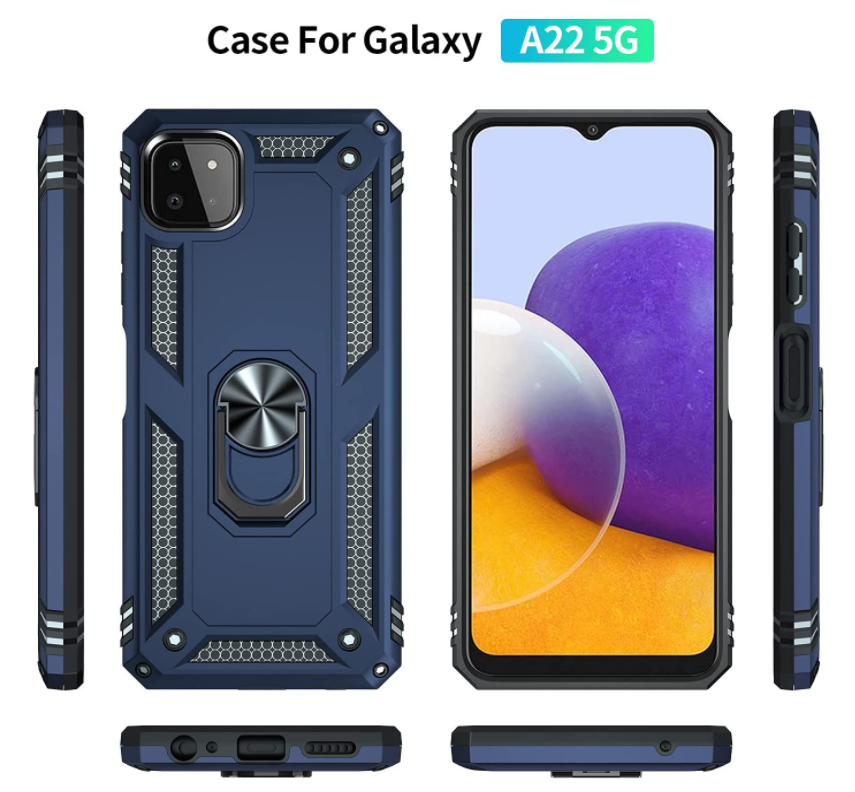 Samsung A22 5G phone case blue ring armor anti drop shockproof rugged protective