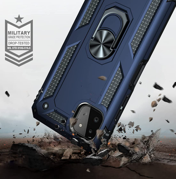 Samsung A22 5G phone case blue ring armor anti drop shockproof rugged protective