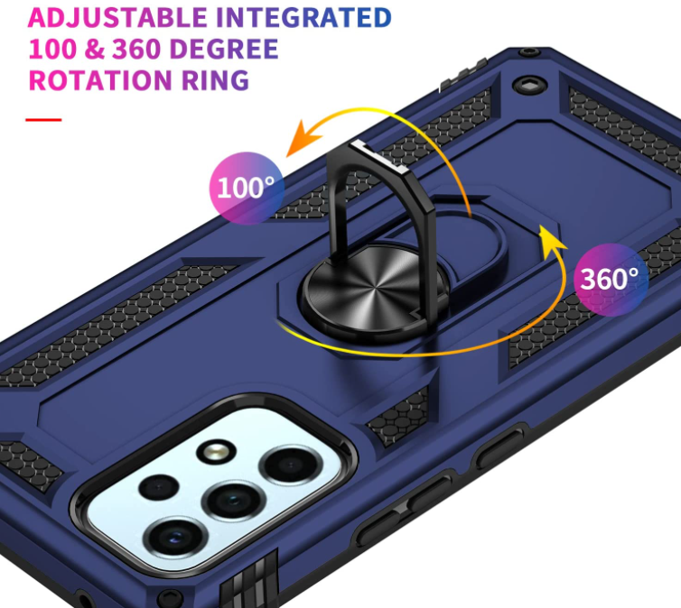Samsung A23 4G 5G phone case blue ring armor anti drop shockproof rugged protective - My Store